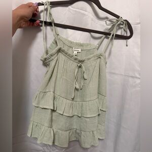Blu Pepper Light Green Ruffle Camisole